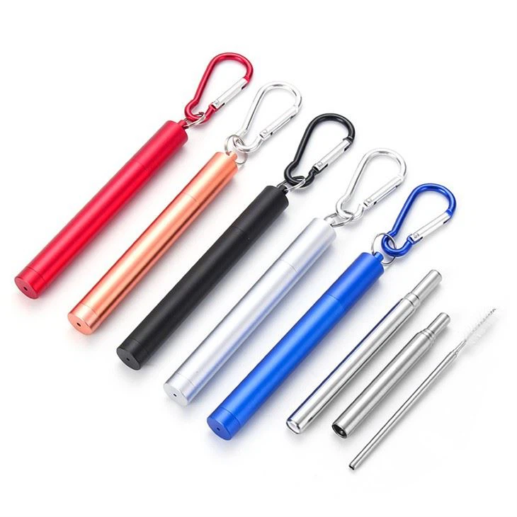 Telescopic Stainless Steel Collapsible Straw For Drinking With Case And Brush